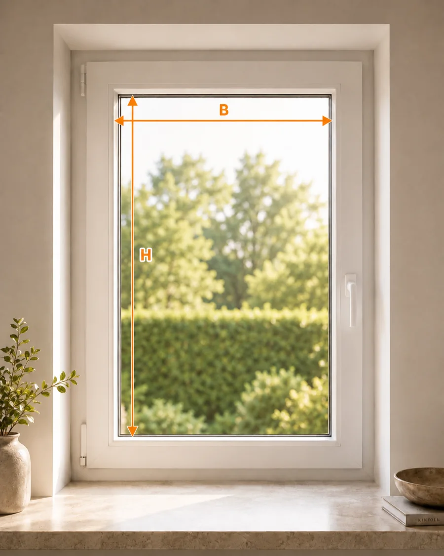 Orientierungsbild: Breite und Höhe an einem Fenster messen